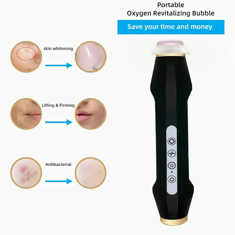 Rechargeable Facial Bubble Pen, 106g Handheld Beauty Device with Five Vibration and Spin Intensity Levels, Eight LED Modes and With Box or No Box Options