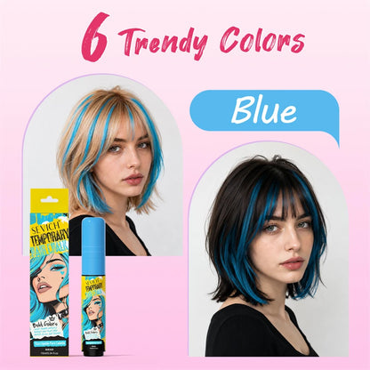 Temporary Hair Color Chalk for Washable Highlights, 10ml Single-Color and Six-Color Set Options for Halloween, Cosplay and Holiday Party Styling