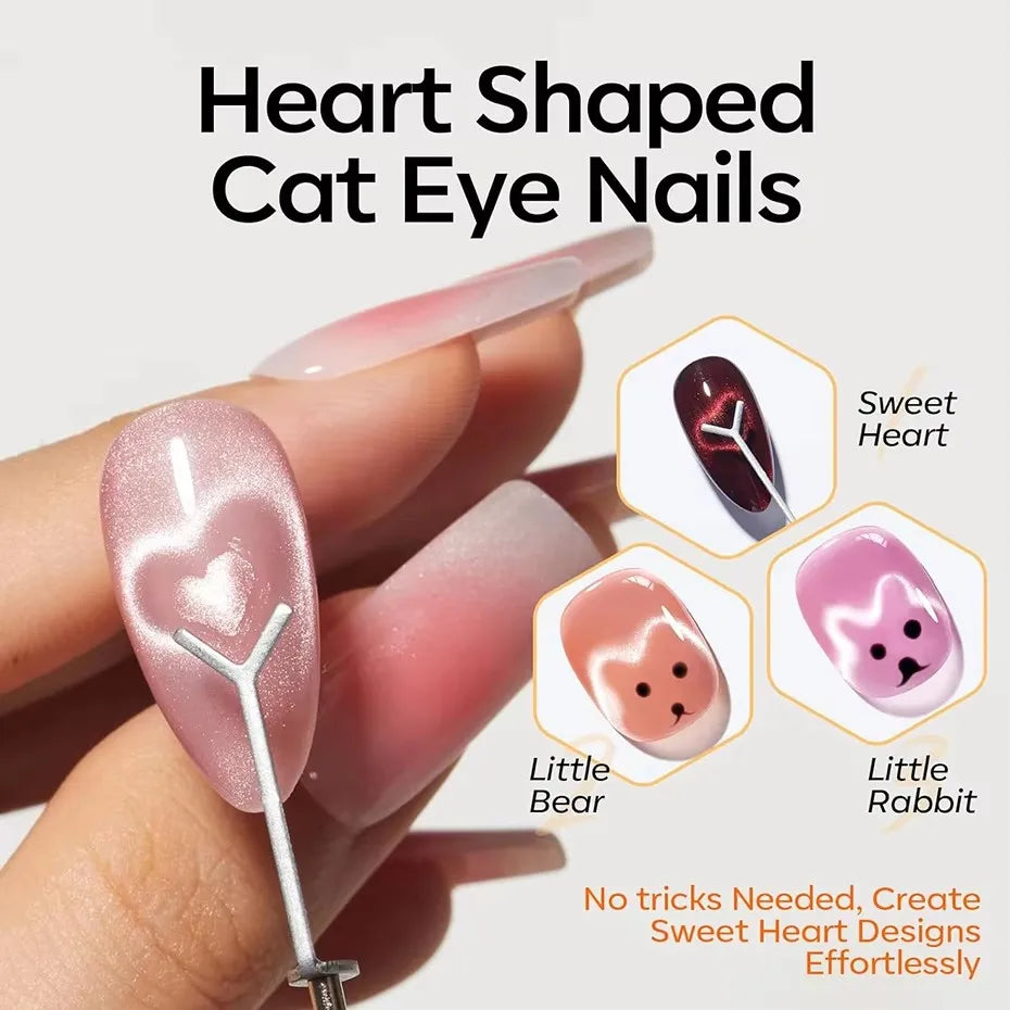 Magnetic Nail Art Tools for Cat Eye Gel Polish, 1-Piece or 6-Piece Set Options for Heart Effects, French Tips and At-Home DIY Manicures