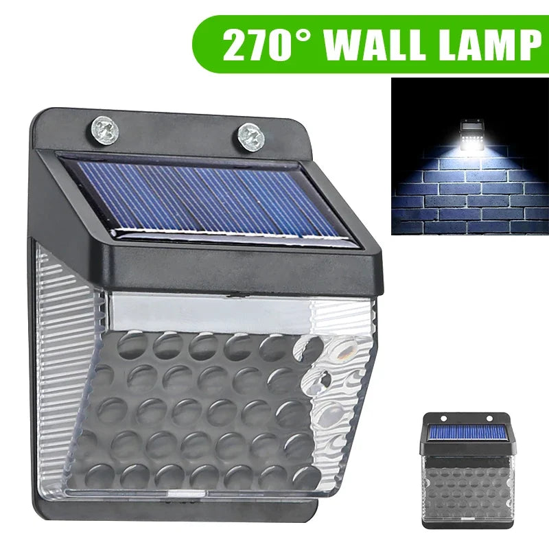 Outdoor Solar Wall Light Options for Garden Fences, Courtyards and Exterior Walls, with Listed 6-LED Non-Sensor and 30-LED PIR Motion Sensor Designs