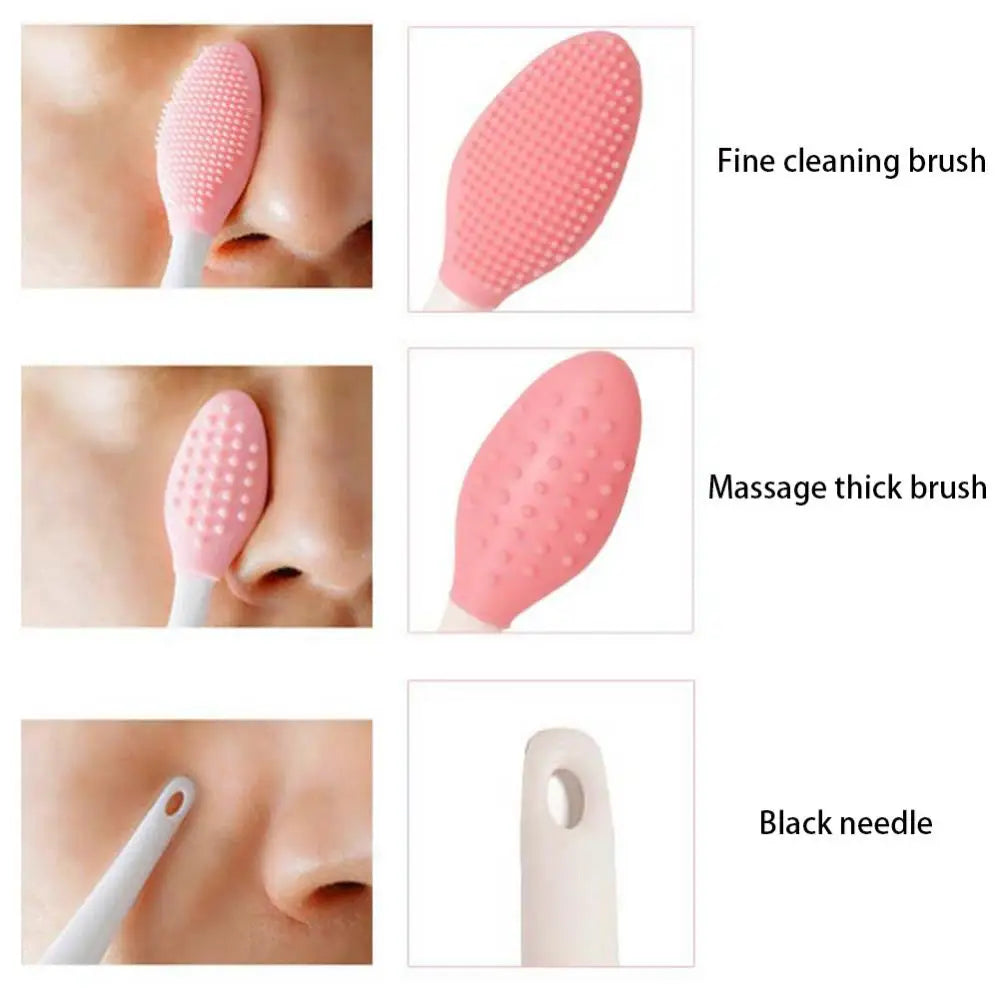 Silicone Face Cleansing Brush for Face and Nose Washing, Skincare Exfoliating Tool with Replacement Head Wording, Single and Four-Piece Color Options