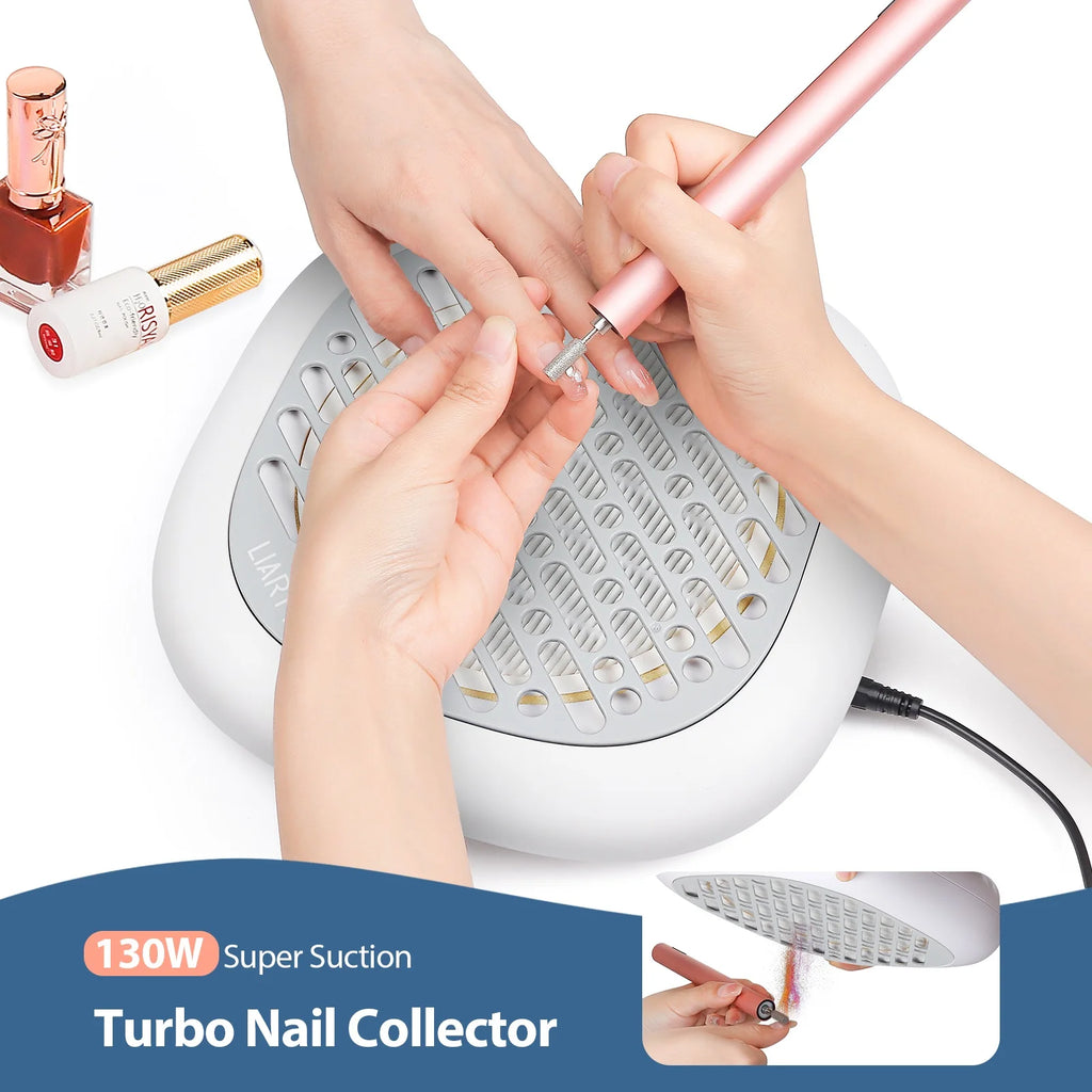 Two-Filter Nail Dust Collector with ABS Body, Adjustable Suction and Listed 23 x 22.5 x 6.9cm Size, Grey, Rose, Silver or Pink Manicure Vacuum Options
