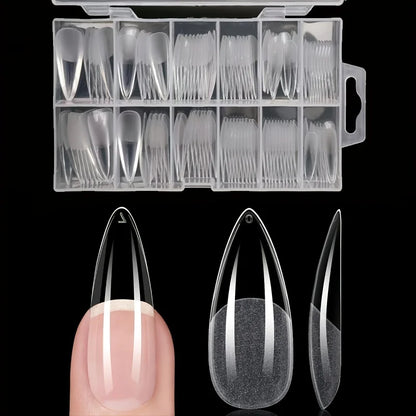 120-Piece Full Cover Nail Tips with Nine Selectable Style Labels, False Nail Extension Tips for Adult DIY Manicure Planning, Nail Art Practice and Custom Looks