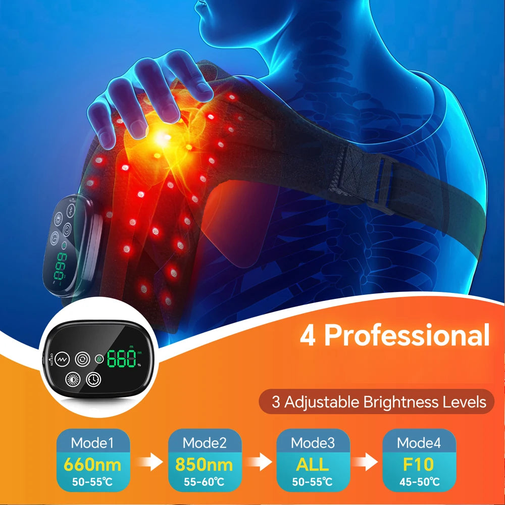 Thermal Shoulder Massage Belt with Adjustable Heating, Shoulder Brace Format and Multiple Belt, APP-Labeled and Red Light Options for Home Relaxation