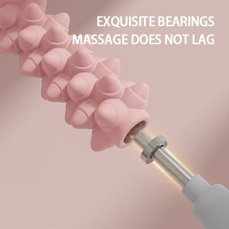 Yoga Massage Stick with Wolf-Teeth Texture Reference for Adult Calf, Thigh and Forearm Massage, Pink, Purple or Green and Two-Piece Option Labels