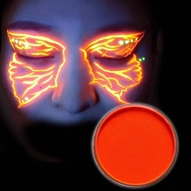 Water Based Face and Body Paint with Listed 30g Color Options, Matte Shades, Pearl White and UV Pink Labels for Stage Makeup, Cosplay and Costume Looks