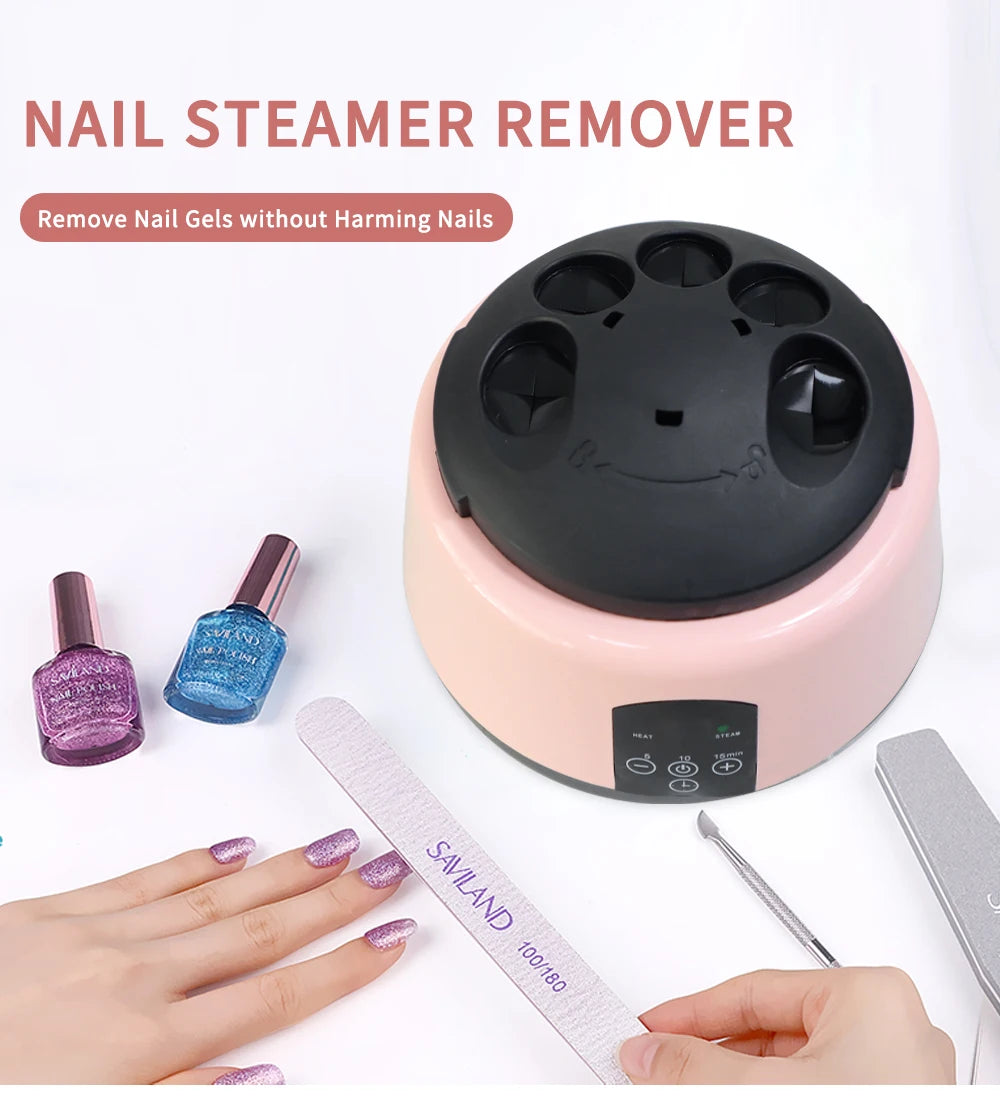 One-Hand Nail Steamer for Gel Polish Removal with Listed Auto Shut-Off Feature, 110–120V US or 220–240V EU Options for Adult Home Manicure Routines