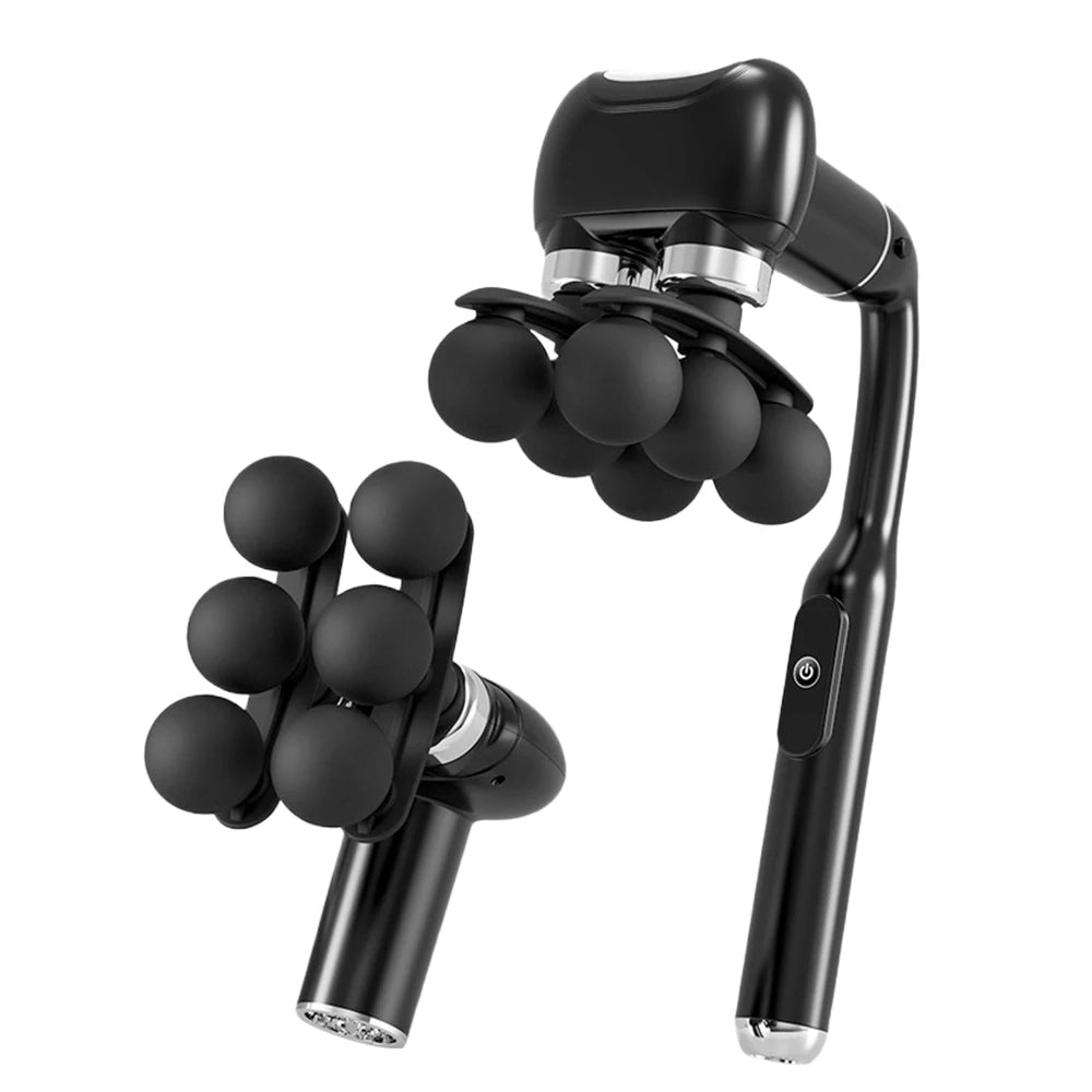 Detachable Long-Handle Massage Gun with Six Intensity Levels, Listed 1800mAh Battery and 15-Minute Timer in Black, Grey or White for Adult Home Relaxation