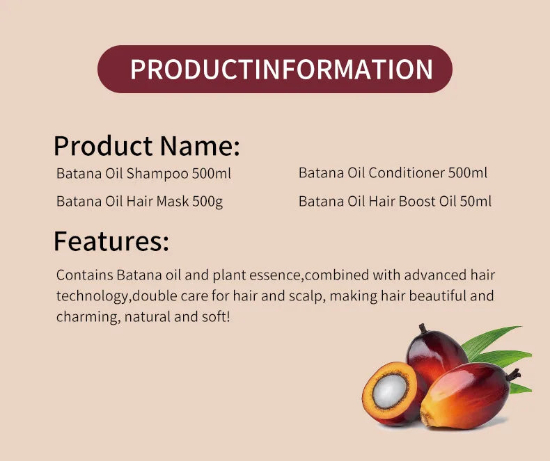 Batana Hair Care Selection with 500ml Shampoo or Conditioner, 500g Hair Mask and 50ml Oil Options for Everyday Cleansing and Cosmetic Conditioning Routines