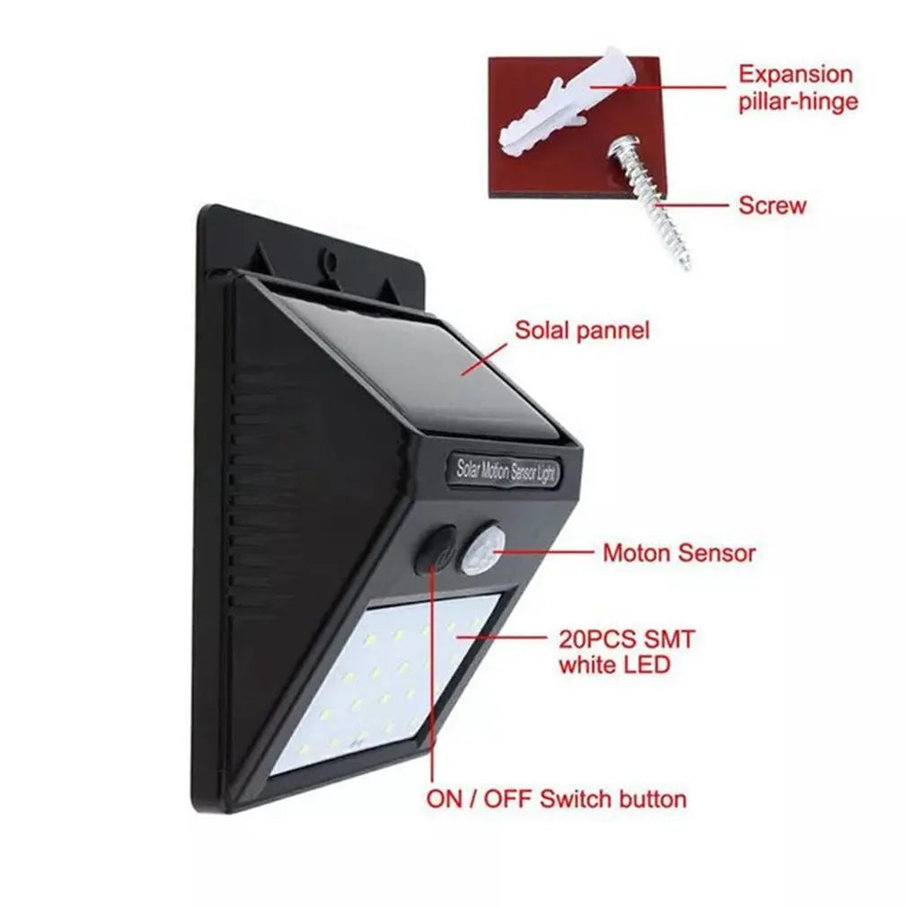 Outdoor Solar Wall Light Options for Garden Fences, Courtyards and Exterior Walls, with Listed 6-LED Non-Sensor and 30-LED PIR Motion Sensor Designs