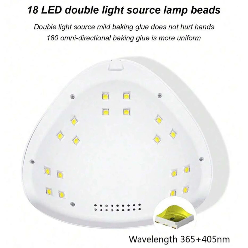 USB Nail Curing Lamp with Listed 18 LEDs, 60 and 120-Second Timers and Detachable Design, Pink, White or Upgraded White Options for Gel Manicures