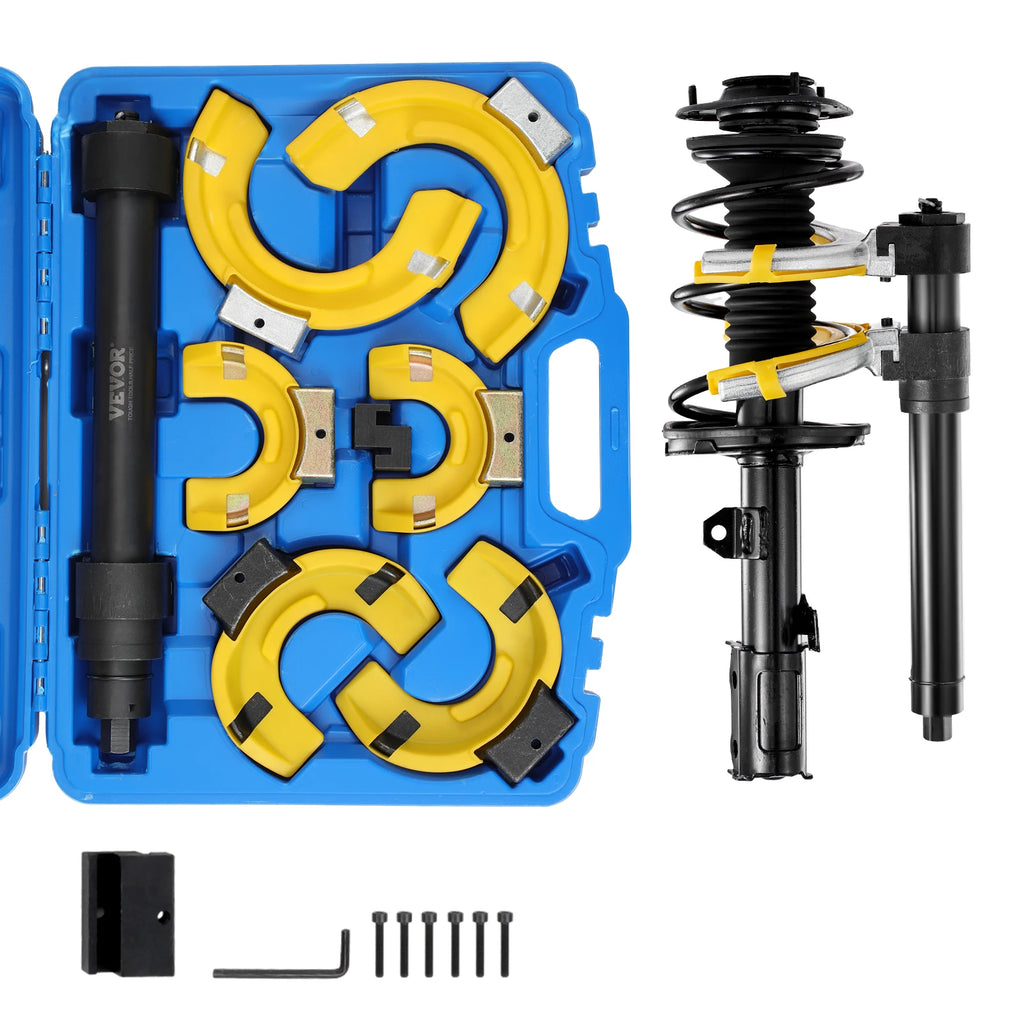 Strut Spring Compressor Kit by SucceBuy with Three Interchangeable Yoke Sizes and Heat-Treated #45 Steel for Compatible MacPherson Suspension Workshop Service