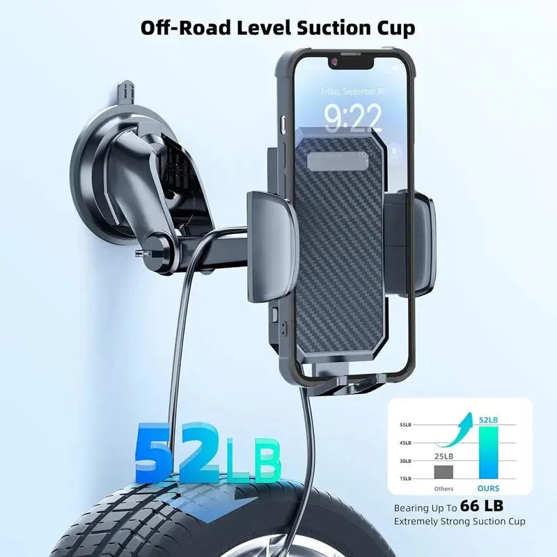 Suction Cup Car Phone Mount for Compatible Dashboard or Windshield Placement, Adjustable Smartphone Holder with Separate Air Vent Style Option