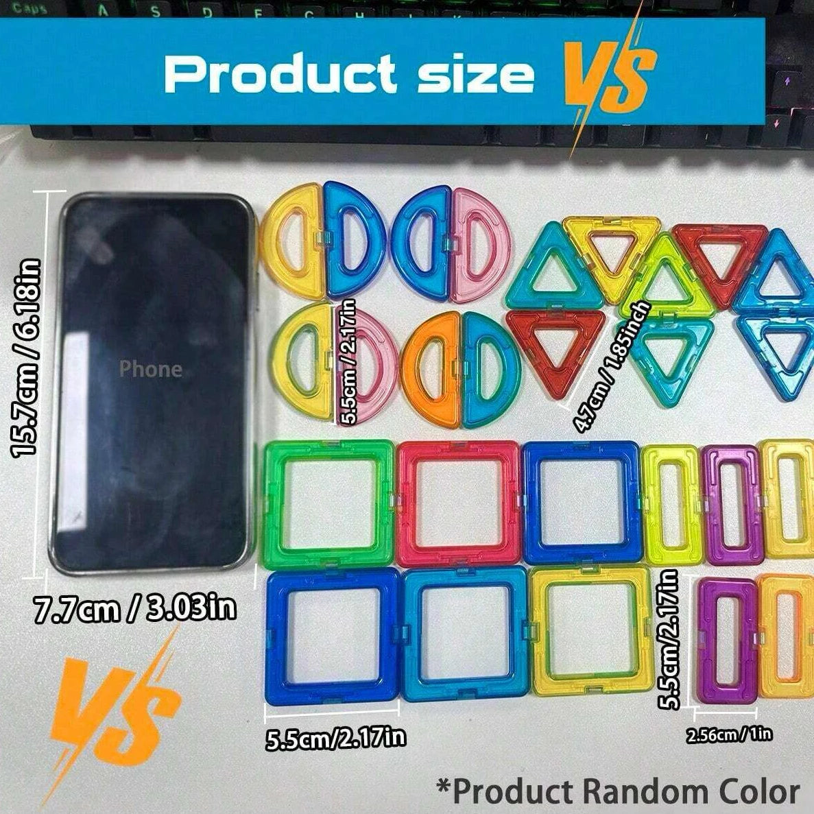 Magnetic Building Blocks with Medium Size Pieces, DIY Construction Play Sets in 20, 32, 40, 56, 60 or 84-Piece Options for Supervised STEM-Inspired Building