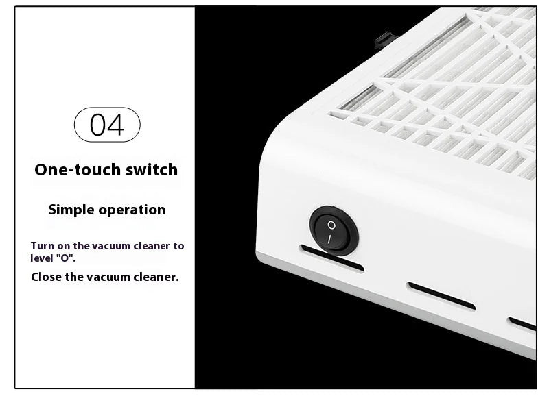 Detachable Filter Nail Dust Collector in White with EU Plug Option, Electric Vacuum Fan Reference for Acrylic Filing and Adult Manicure Workstation Setup