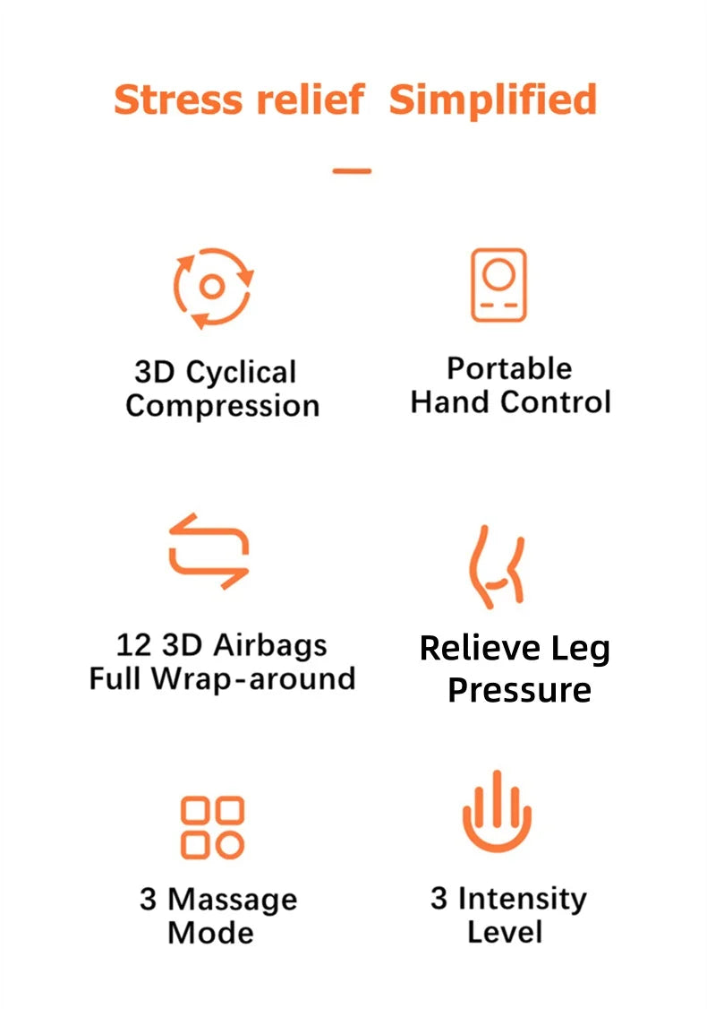 Air Compression Leg Massager by JinKairui with 3 Modes, 3 Intensity Levels and Display Controller, Short or Long Options Without Heat