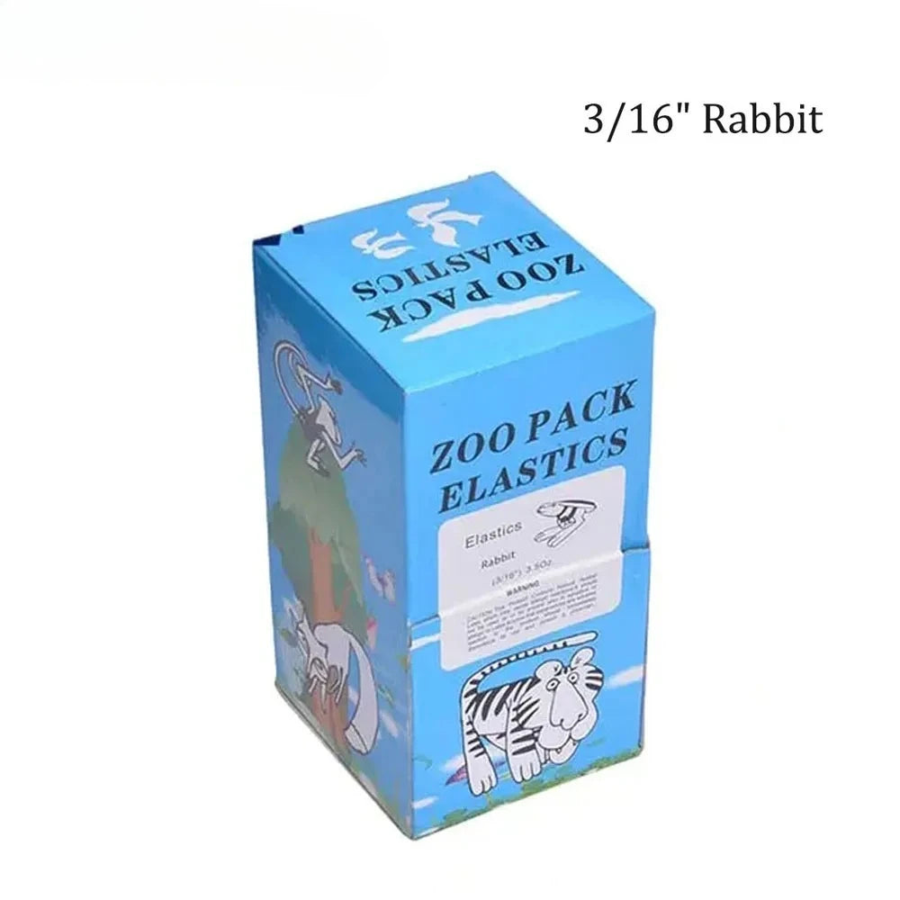 Latex Orthodontic Traction Elastics, 5000-Piece Box with Animal-Coded Diameter Options and 2.5 to 6.5oz Force Labels for Clinician-Directed Braces Use