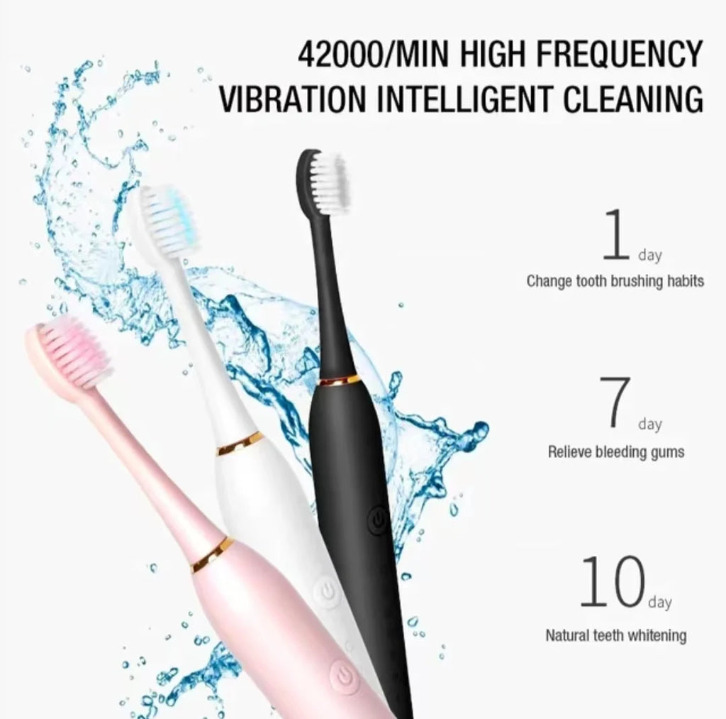 X3 Sonic Electric Toothbrush for Adults, USB Rechargeable Six-Mode Oral Care Brush with Two-Minute Brushing Cycle and 30-Second Zone Reminders
