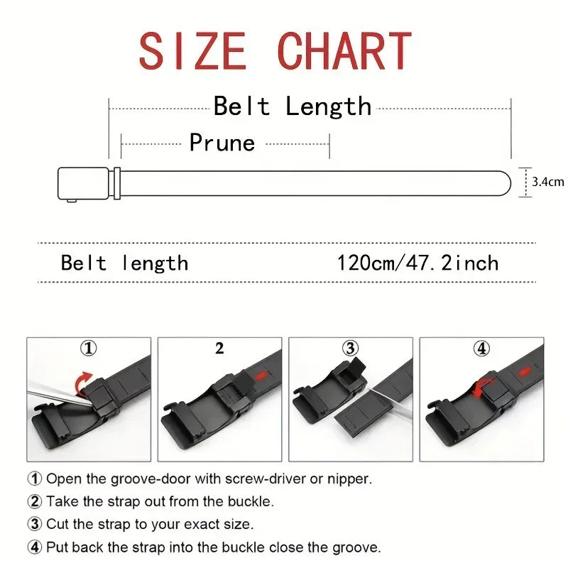 Men's Canvas Belt with Automatic Buckle, 120cm Tactical-Style Pants Belt in Gray, Black, Light Brown or Green for Casual Outfits and Everyday Workwear