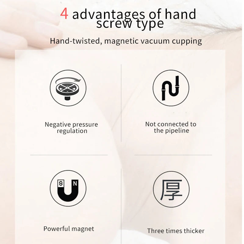 Twist Handle Cupping Cup with Transparent Plastic Body and Silicone Sealing Pad, S, M, L, XL or Combined Size Labels for Adult Manual Personal Care