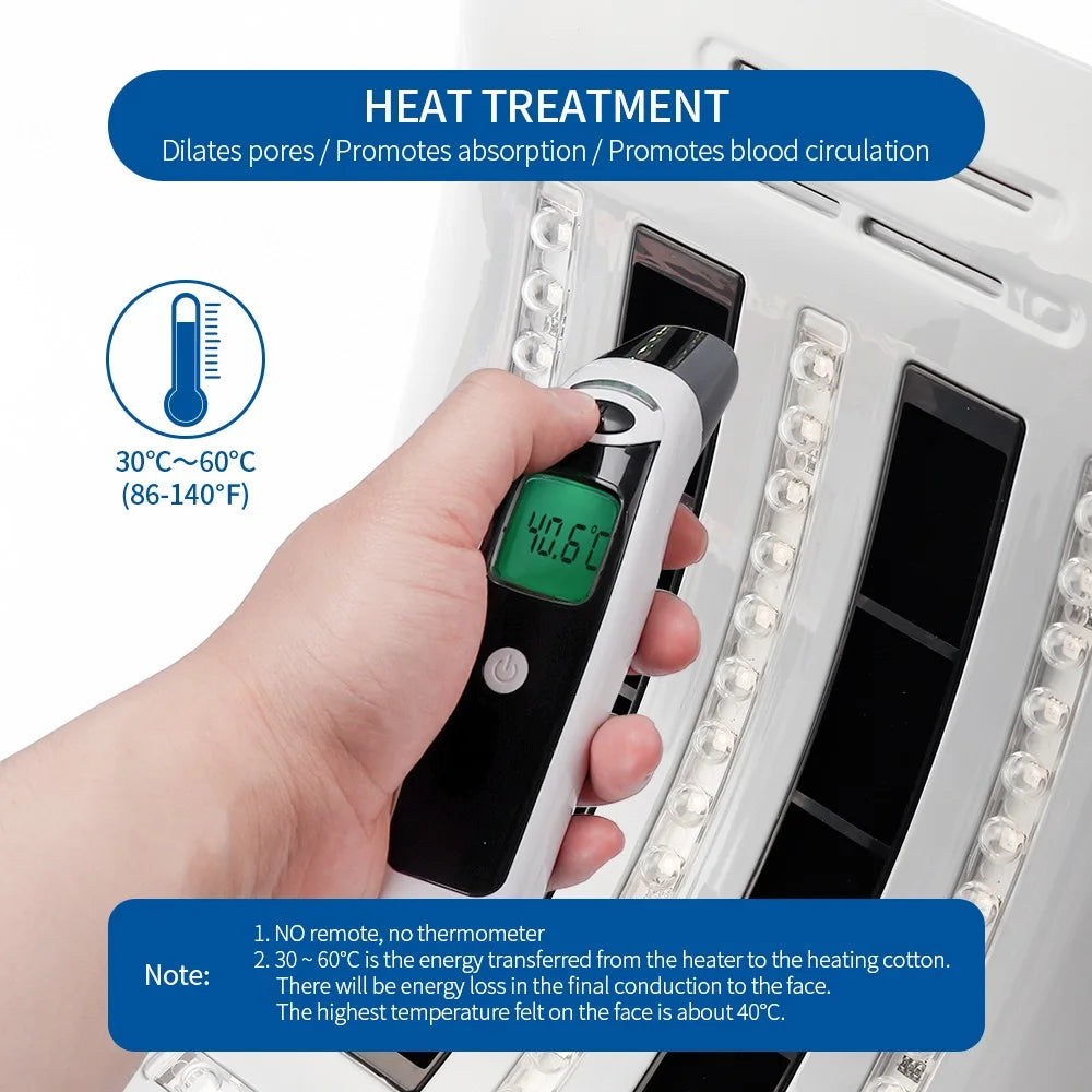LED Beauty Light Machine with Foldable Face and Body Design, Seven Color and Heating Model References, Eye Protection and Regional Plug Options