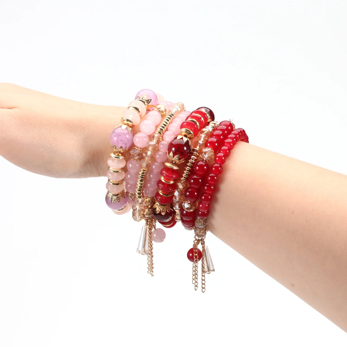 Boho Beaded Bracelets for Women, Stackable Multilayer Acrylic Bead Jewelry with Stretch Cord and Eight Color Options for Everyday Outfits and Gifts