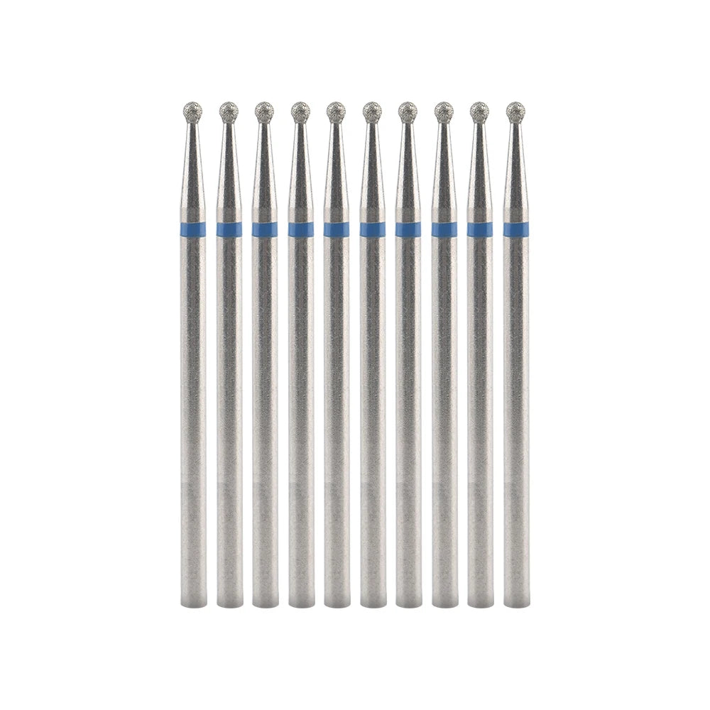 Diamond Nail Drill Bits, Listed 10-Piece Milling Accessories with 2.35mm Shanks, A-Series and Grade-Labeled Options for Professional Electric Manicure Filing
