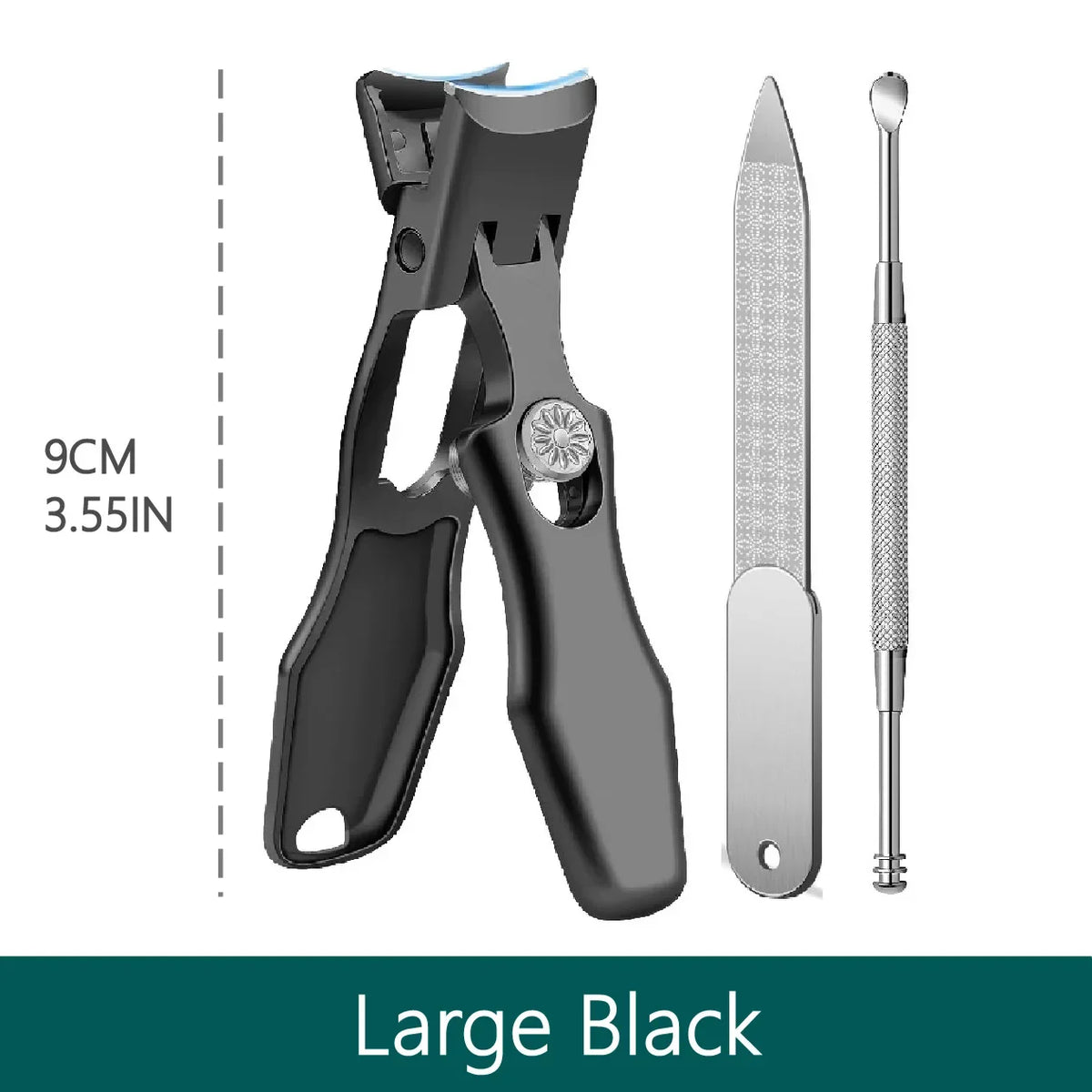 Thick Fingernail Clipper, Wide-Jaw Stainless Steel Grooming Tool in Basical Black, Large Silvery or Economy Set Options for Personal Nail Care