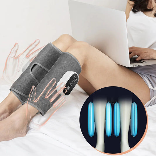 Three-Mode Calf Air Massager with 15-Minute Timer, 1800mAh Rechargeable Battery, Linen Mesh Wrap and One- or Three-Level Single and Pair Options