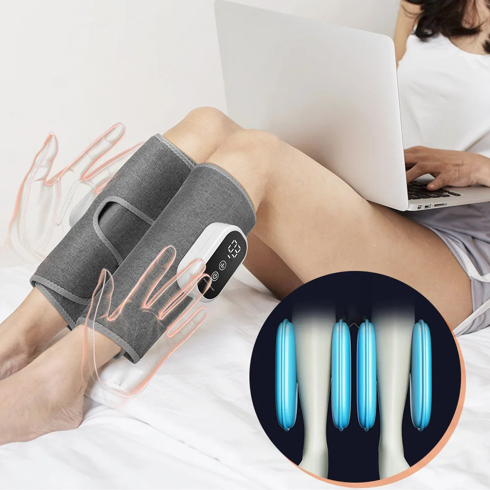 Three-Mode Calf Air Massager with 15-Minute Timer, 1800mAh Rechargeable Battery, Linen Mesh Wrap and One- or Three-Level Single and Pair Options