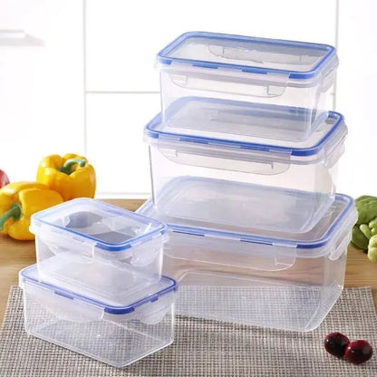 Rectangular Refrigerator Storage Box with Lid, White Plastic Food Container for Lunch Portions and Leftovers in 500ml to 2500ml or Four-Piece Set Options