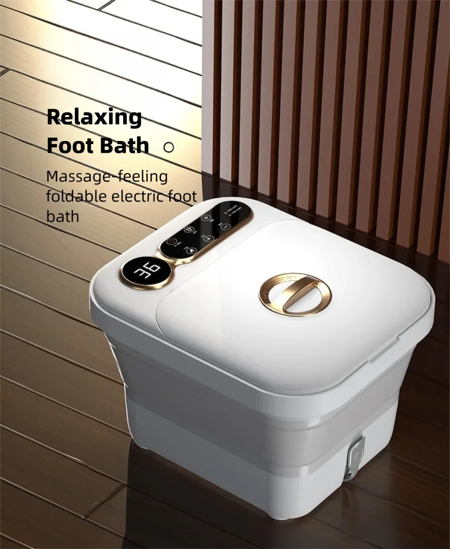 Heated Foldable Foot Spa H9802A with Listed Touch Controls, Temperature Settings and Detachable Roller Massage Plate for Home Foot Care, EU Plug Option