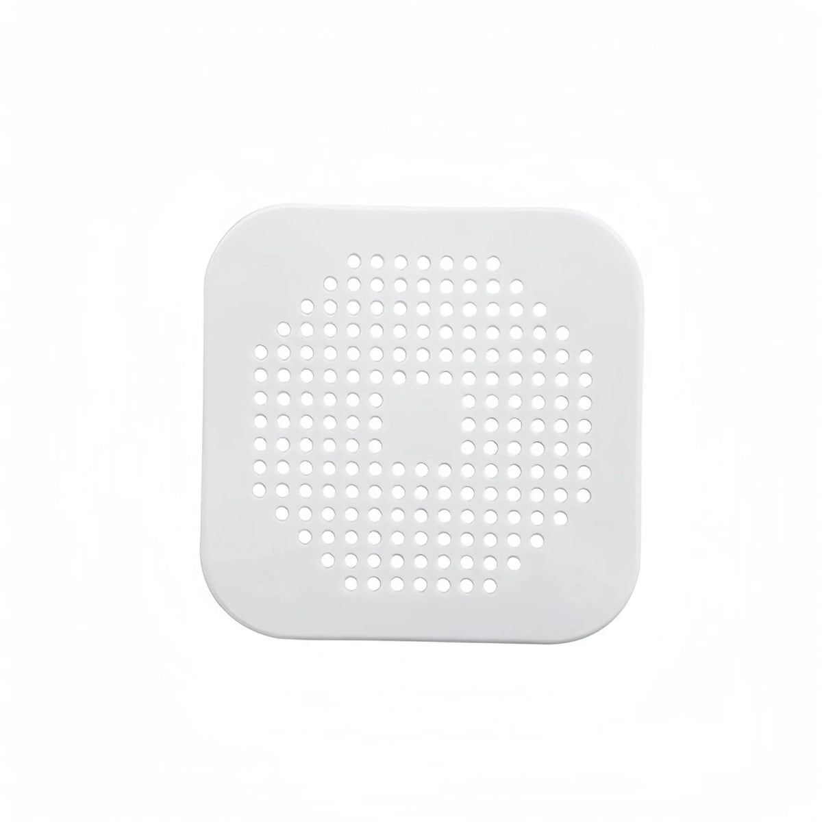 Shower Drain Hair Catcher, Square Silicone Drain Strainer with Suction Cups for Flat Shower, Bathtub and Kitchen Sink Surfaces, White, Gray or Black