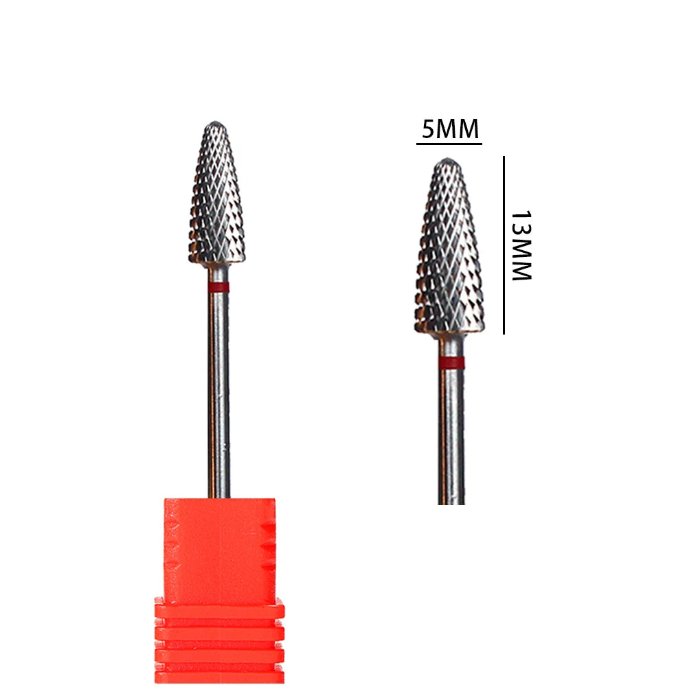 Tungsten Carbide Nail Drill Bit, Single-Piece Rotary Milling Tool with 2.35mm Shank and Numbered Options for Professional Electric Manicure and Pedicure Use