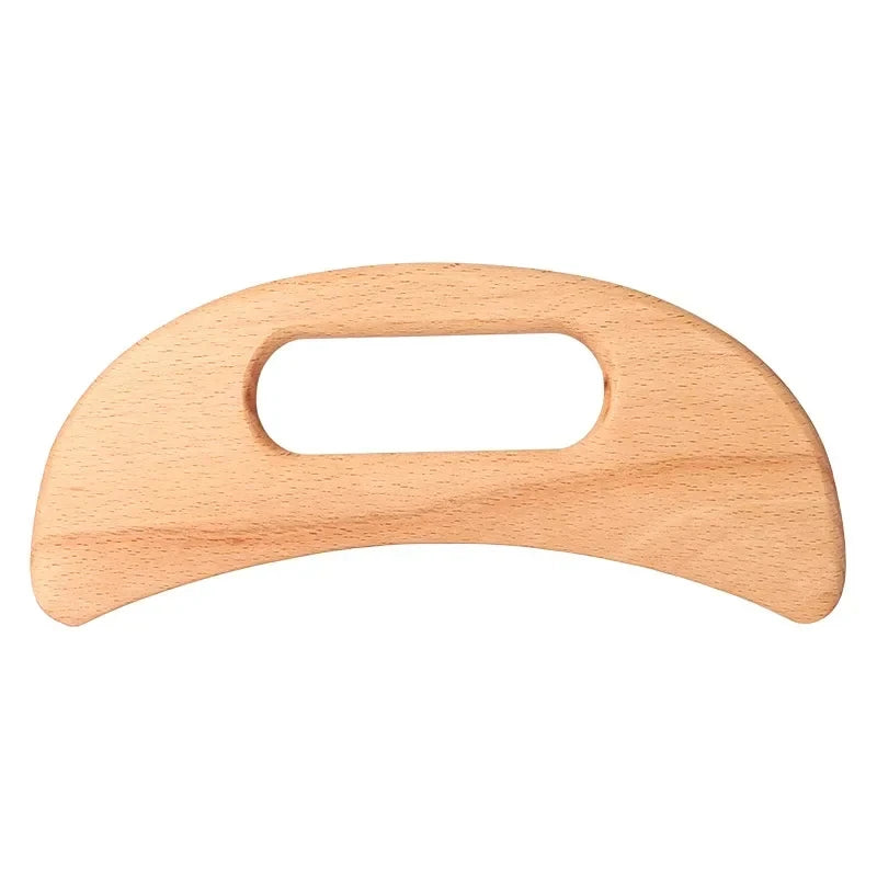 Wooden Body Massage Tool for Adults, Manual Gua Sha-Style Scraper in Wood Color for Back Massage and Gentle At-Home Personal Care Routines