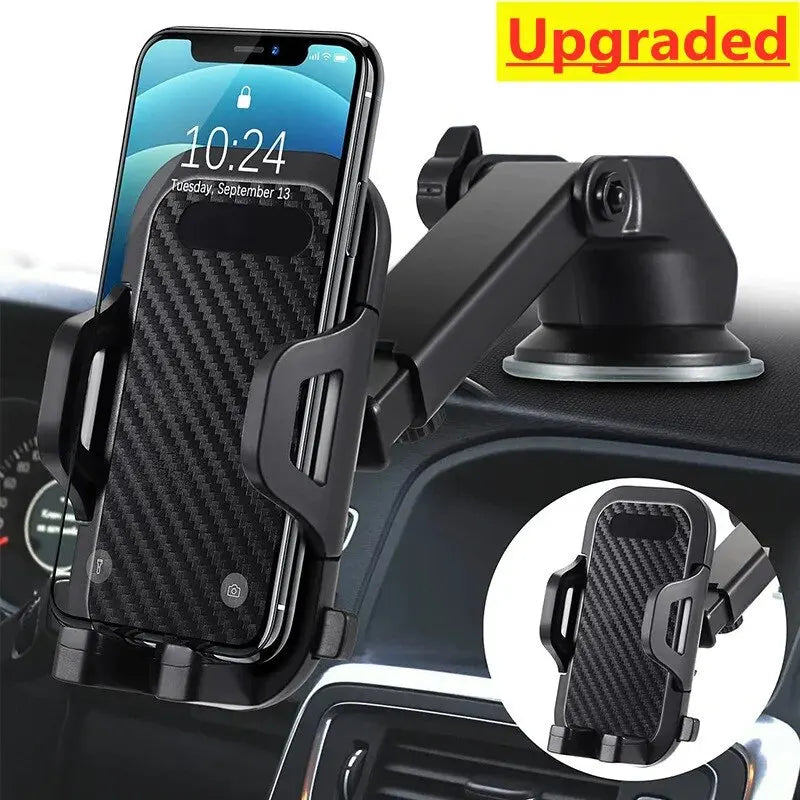 Suction Cup Car Phone Mount for Compatible Dashboard or Windshield Placement, Adjustable Smartphone Holder with Separate Air Vent Style Option