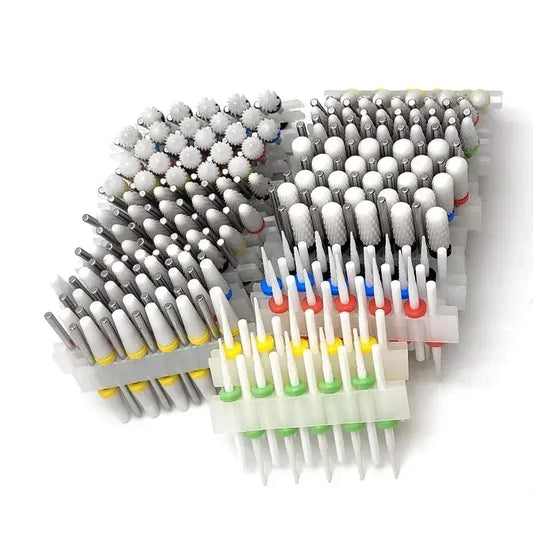 Zirconia Ceramic Nail Drill Bit Options with Listed 2.35mm Shank and Extra Coarse to Extra Fine Grade References for Compatible Electric Manicure Tools