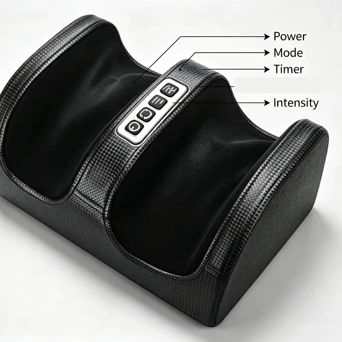 EU Plug Heated Foot Massager for 220-240V Power, Electric Kneading Machine with Adjustable Rotation and Massage Speed, PU Outer and Soft Velvet Liner