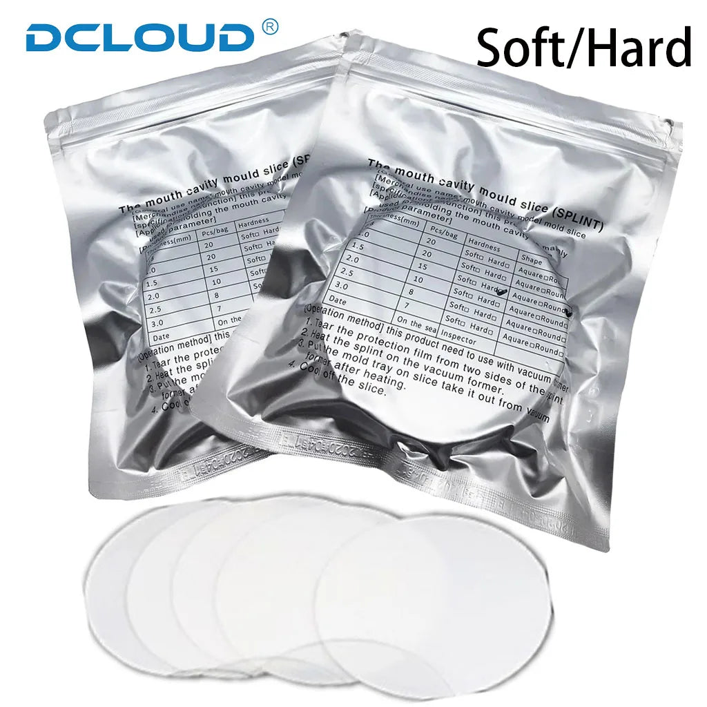 Round Dental Vacuum Forming Sheets, 120mm Hard or Soft Plastic in 0.8, 1.0, 1.5 and 2.0mm Options for Professional Retainer and Splint Fabrication
