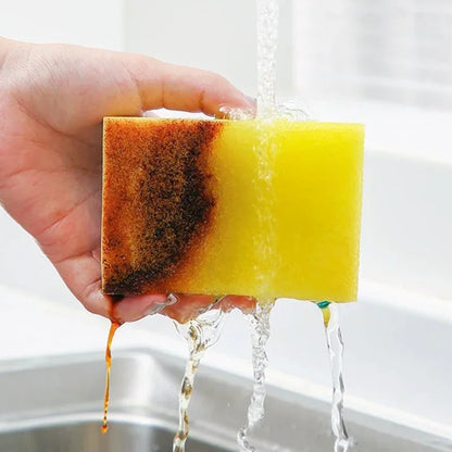 Yellow and Green Dish Sponges with Fiber Scouring Pads, Double-Sided Kitchen Cleaning Sponges in 10, 30 or 50-Piece Packs for Compatible Tableware and Pots