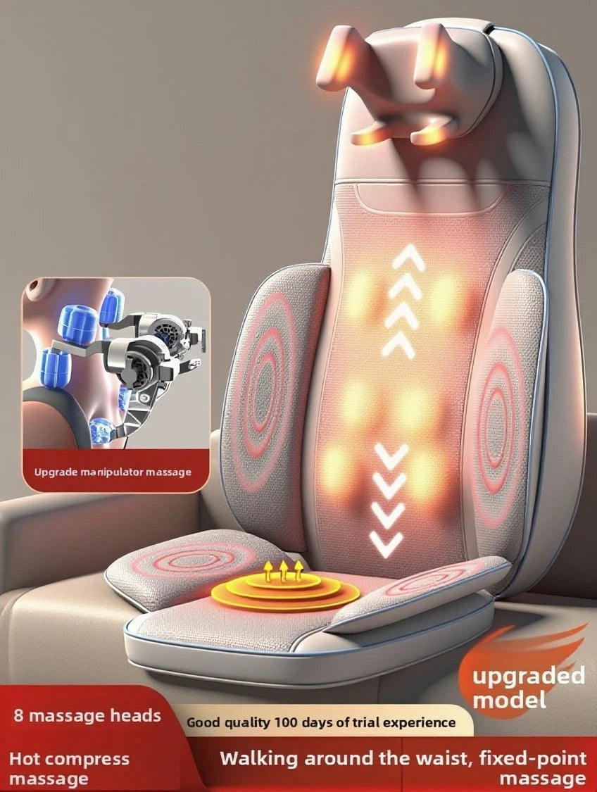5 Vibrations Waist Hips Electric Back Massager Cervical Massage Chair Seat Cushion for Body Shiatsu Heated Kneading Relaxarion