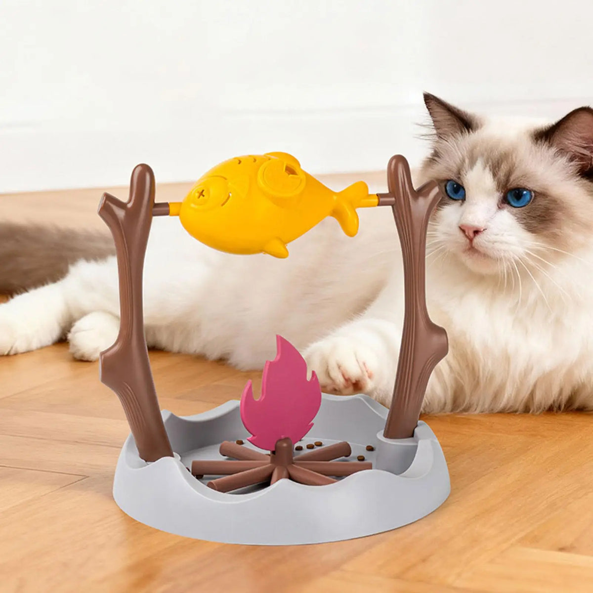 Cat Puzzle Feeder with 360-Degree Rotating Treat Dispenser, Adjustable Food Outlet and PP Construction for Interactive Snack Play and Slow Feeding
