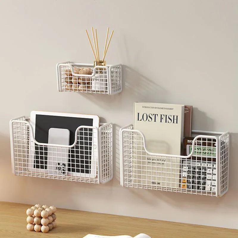Kitchen Cabinet Door Storage Rack with Punch-Free Mounting Reference, Iron Organizer for Plastic Wrap Storage in White and Black Model Options