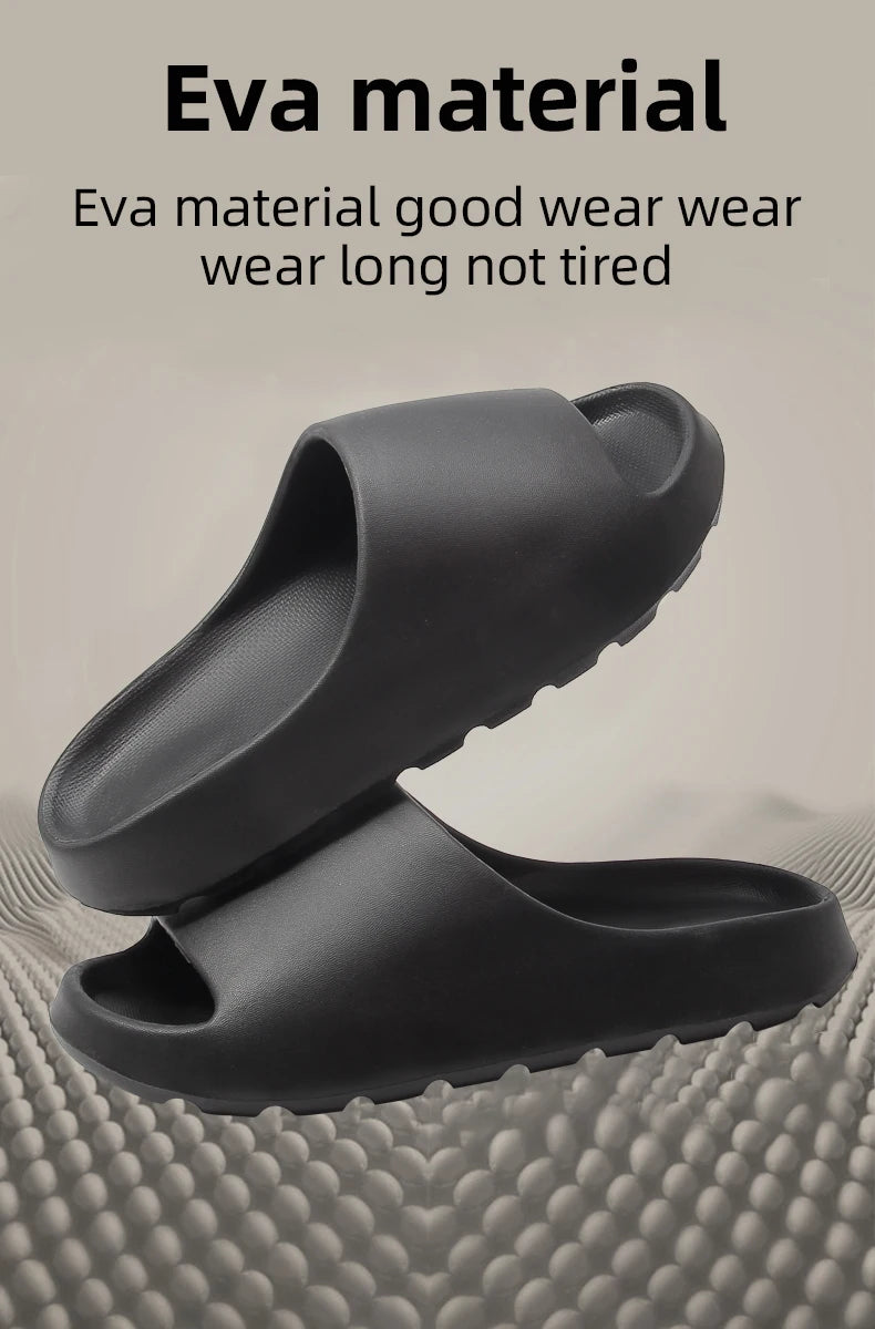 Men's EVA Slippers with Thick-Bottom Lightweight Design, Brown, Black, Beige or Green Casual House Footwear in Seven Paired Size Labels from 36-37 to 48-49