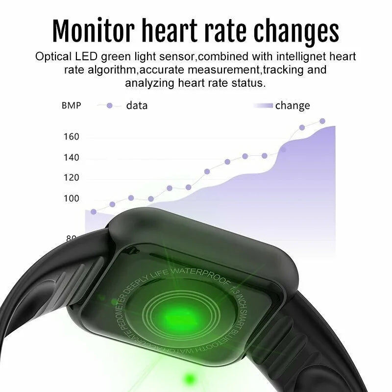 Y68 Smart Watch with Original Box for Men and Women, Gray, Black, White or Pink Wearable with Listed Sleep Monitoring and Heart Rate Functions for Compatible iOS and Android Phones
