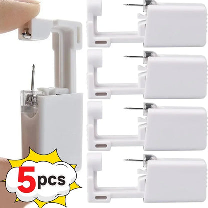 Disposable Ear Piercing Device with Built-In Earring, White Plastic and Stainless Steel Tool in Single or Multipack Options for Professional Assessment
