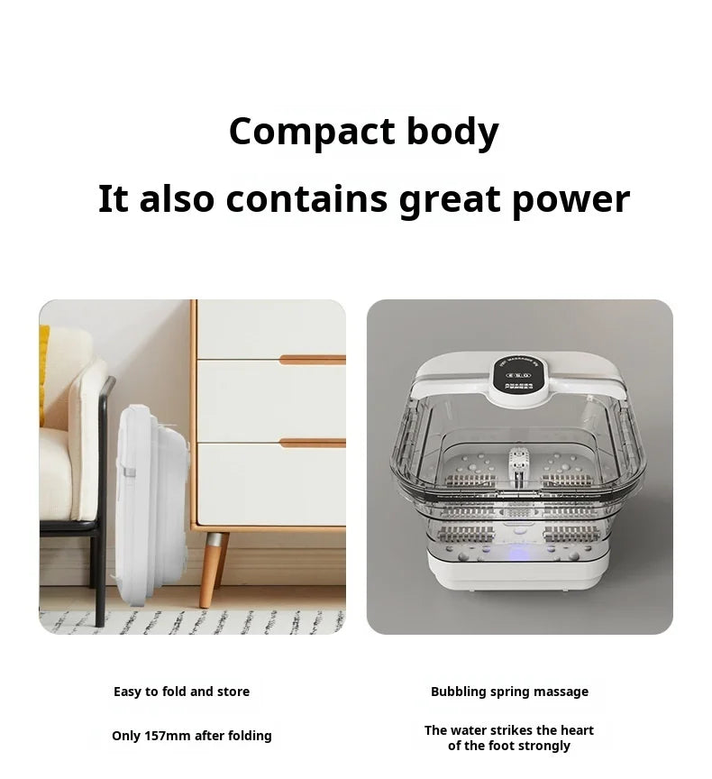Heated Foot Bath Bucket, Foldable Electric Foot Soaking Tub with Listed Automatic Heating and Massage, Upgraded Model with EU Reference for Home Use