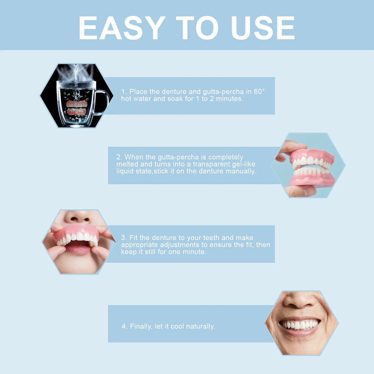 Adult Snap-On Cosmetic Teeth Set with Listed Adjustable Design, Single-Box and Multi-Pack Options for Temporary Smile Appearance