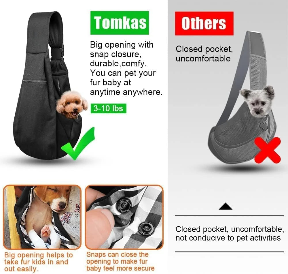 Small Dog Chest Carrier Bag with Adjustable Shoulder Strap and Zippered Pocket, Black or Gray Front Carry Accessory for Suitable Puppies and Pet Outings