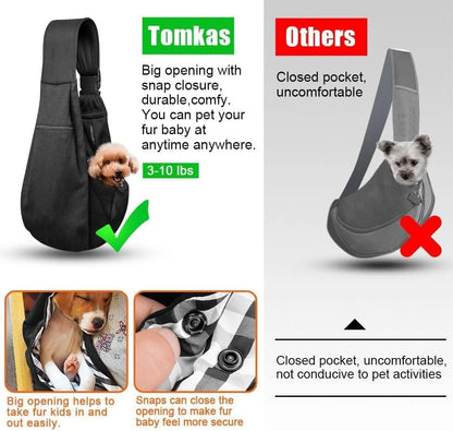 Small Dog Chest Carrier Bag with Adjustable Shoulder Strap and Zippered Pocket, Black or Gray Front Carry Accessory for Suitable Puppies and Pet Outings